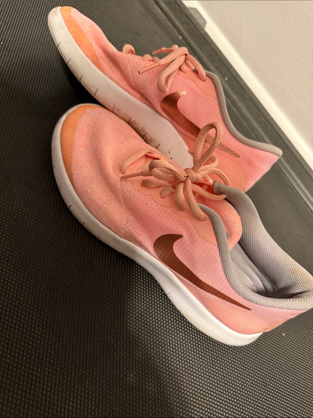 Nike Coral Pink Athletic Sneakers with Gold Swoosh